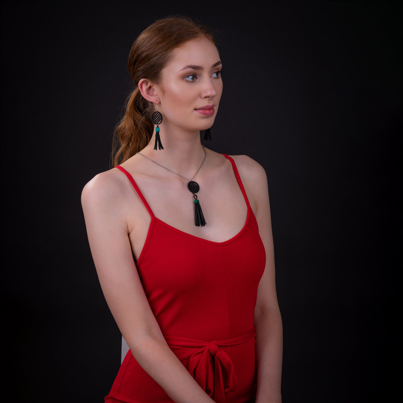 Lunar Rubber Tassel Necklace by Paguro Upcycle