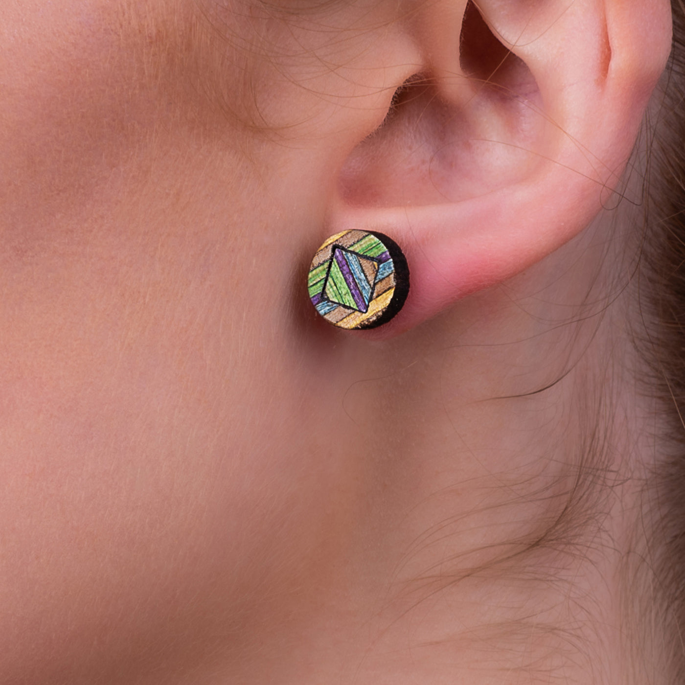 Roundmix Recycled Skateboard Stud Earrings by Paguro Upcycle