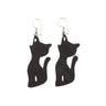 Paguro Upcycle recycled rubber cat earrings in black with silver hooks eco-friendly jewelry