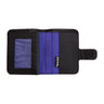 Paguro Upcycle recycled wallet with coin compartment in black and purple with multiple card slots