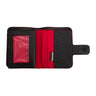 Paguro Upcycle recycled wallet with coin compartment featuring black and red design and multiple card slots