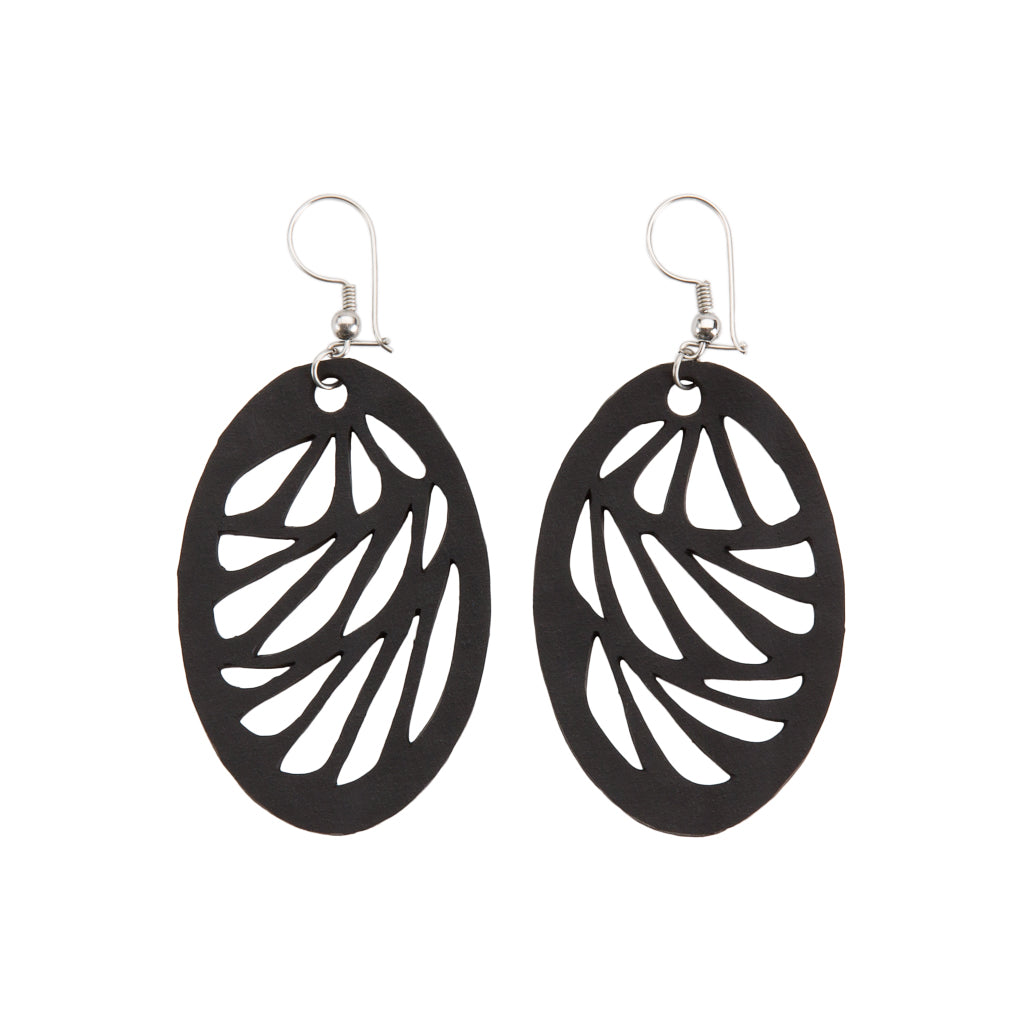Seraphine (III) Recycled Rubber Oval Earrings by Paguro Upcycle