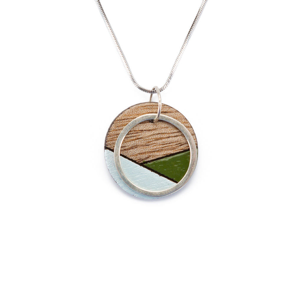Conture Recycled Wood Silver Necklace (6 Colours available) by Paguro Upcycle