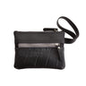 Paguro Upcycle black vegan wristlet pouch with zipper and wrist strap made from recycled materials