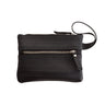 Paguro Upcycle black vegan wristlet pouch with zipper and wrist strap made from upcycled materials