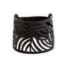 Paguro Upcycle black laser cut cuff recycled rubber bracelet with wave cutout design flexible eco accessory