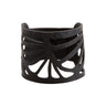 Paguro Upcycle black cuff with floral cutout design recycled rubber bracelet for eco conscious style