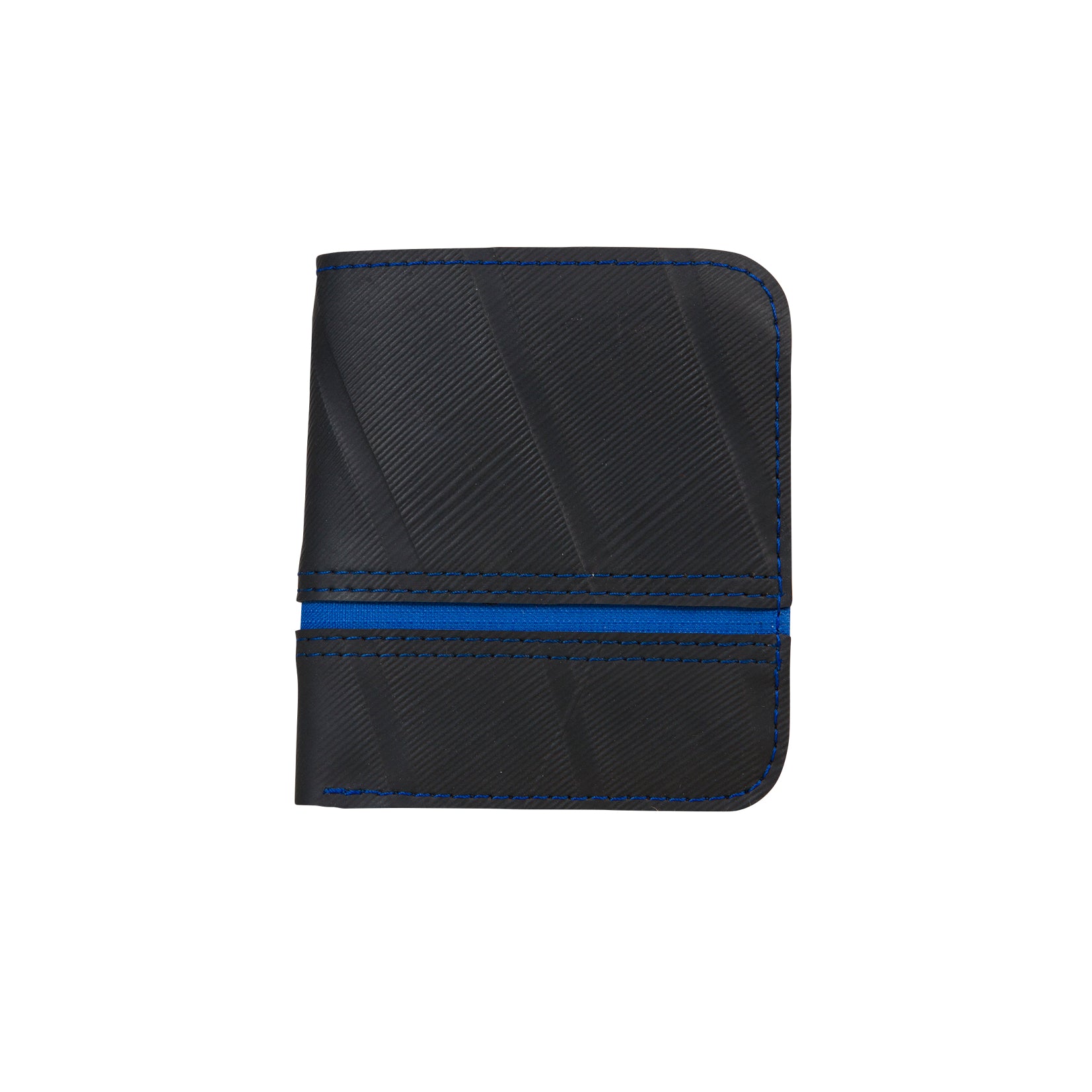 Paguro Upcycle eco friendly recycled inner tube wallet with blue accent for sustainable fashion