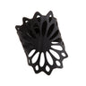 Paguro Upcycle black laser cut cuff recycled rubber bracelet with floral mandala cutouts wide upcycled design