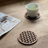 Dessous de verre en bois de teck recyclé à motifs japonais - Individuel/Ensemble de 4