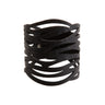 Paguro Upcycle black cutout cuff recycled rubber bracelet with layered wave design