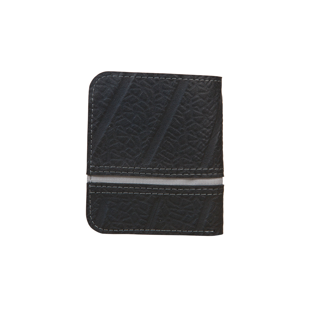Paguro Upcycle black upcycled inner tube wallet with textured recycled material and white stitching