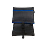 Paguro Upcycle recycled rubber crossbody bag with black material and blue zipper details