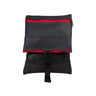 Paguro Upcycle recycled rubber crossbody bag in black with red zipper and buckle closure