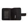 Paguro Upcycle recycled wallet with coin compartment in black with multiple card slots and snap closure