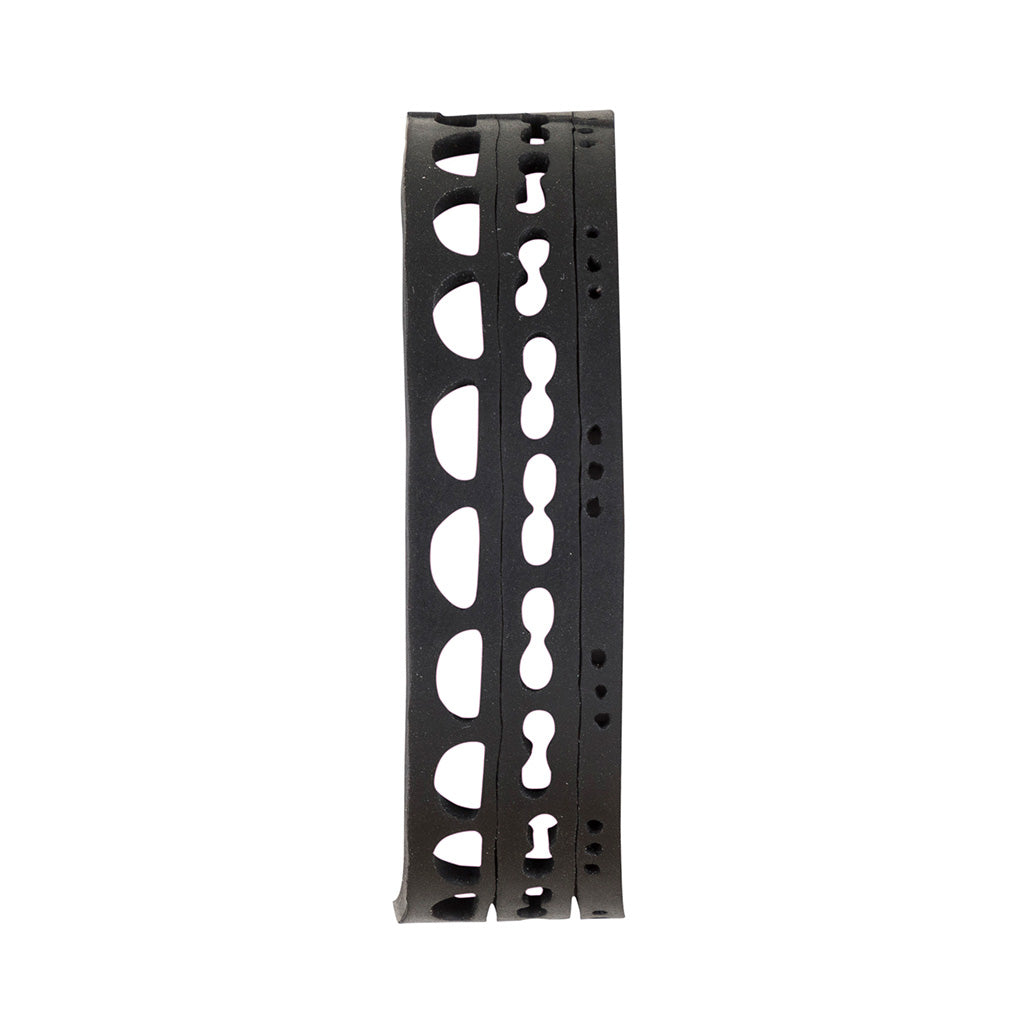 Paguro Upcycle black upcycled inner tube bracelet with cutout patterns eco-friendly accessory
