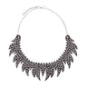 Paguro Upcycle black upcycled inner tube necklace with leaf-shaped cutout design and silver chain